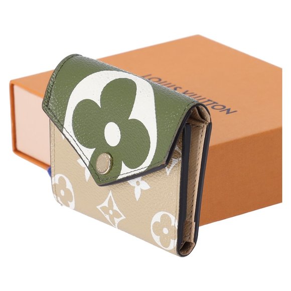 Louis Vuitton M67640 Monogram Giant Portefeuille Zoe Khaki Trifold Wallet w Box - Picture 6 of 16